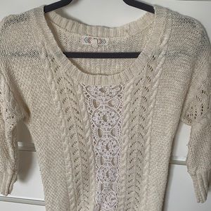 Off white sweater with crochet/lace detailing